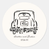 Net Getrouwd Auto Hulpstukken Trouwfeest Ronde Sticker (Voorkant)