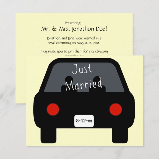 Net Getrouwd Auto Kaart (Voorkant / Achterkant)