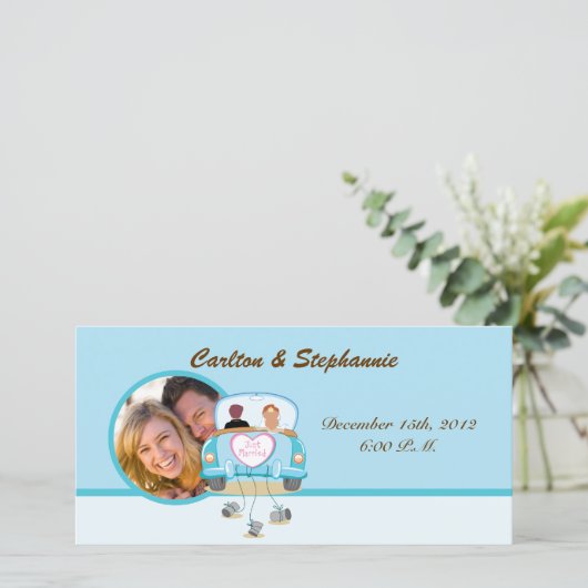 Net Getrouwd Auto Trouwfoto Aankondiging (Staand voorkant)