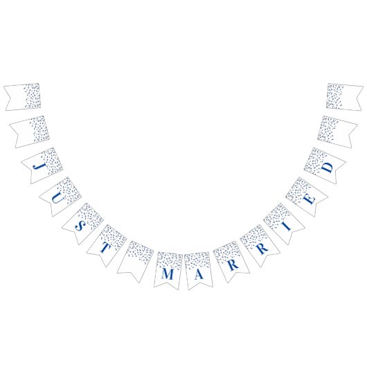 Net getrouwd Banner Donkerblauw Zilveren Confetti (Alle)