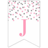 Net getrouwd Banner Pink Silver Confetti (Derde vlag)