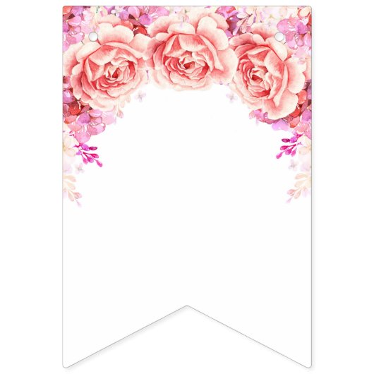 Net getrouwd banner roze Waterverf bloemen (Eerste vlag)