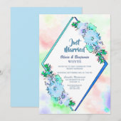 Net Getrouwd Blauw Bloemstuk Bruiloftsreceptie Kaart (Voorkant / Achterkant)