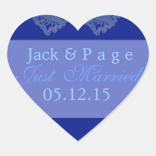 Net getrouwd blauw hart label