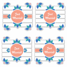 Net getrouwd Blauwe Bloemen Witte stippen