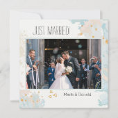 Net Getrouwd Blauwe Koraal Abstracte Marmer Goud Feestdagenkaart (Voorkant)