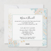 Net Getrouwd Blauwe Koraal Abstracte Marmer Goud Feestdagenkaart (Achterkant)