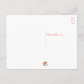 Net getrouwd Bloemen Koraal Roze Bloemen bruiloft Aankondigingskaart (Achterkant)