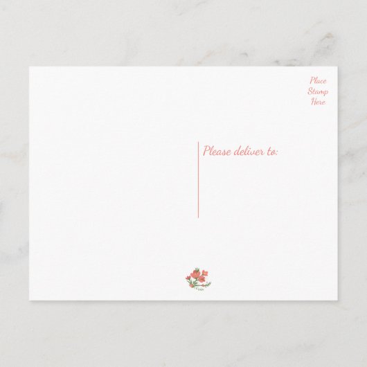 Net getrouwd Bloemen Koraal Roze Bloemen bruiloft Aankondigingskaart (Achterkant)