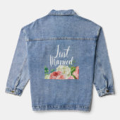 Net getrouwd bloemenbruid Chique bloemen Denim Jacket (Achterkant)