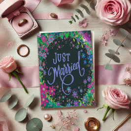 Net getrouwd bloemenbruiloft Modern Boho Kaart