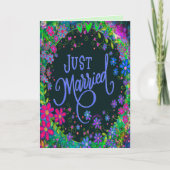 Net getrouwd  bloemenbruiloft Modern Boho Kaart (Voorkant)