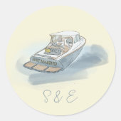 Net getrouwd Boat Beach bruiloft Sticker (Voorkant)
