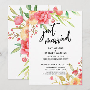 Net Getrouwd Boho Bloemen Huwelijksreceptie Kaart