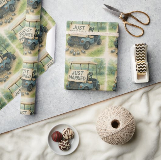 'Net Getrouwd' Bord Golfkar Aquarel Rustiek Cadeaupapier (Crafts)