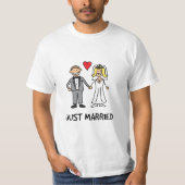 Net Getrouwd Bruid & Bruidegom Cartoon T-shirt (Voorkant)