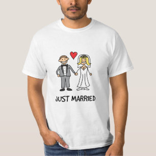 Net Getrouwd Bruid & Bruidegom Cartoon T-shirt