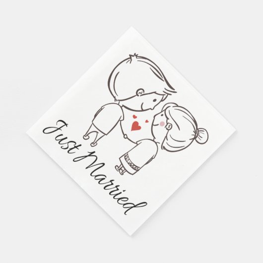 Net getrouwd bruid bruidegom Cartoon zwarte bruilo Servetten (Hoek)