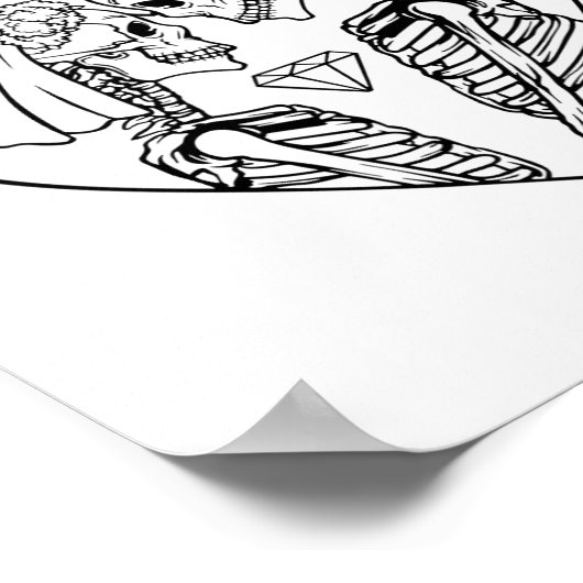 Net getrouwd bruid bruidegom skelet paar Halloween Poster (Hoek)