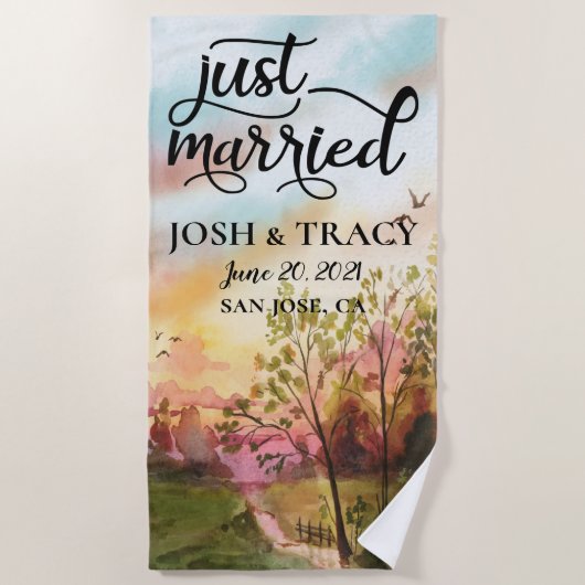 Net Getrouwd, Bruid Cadeaus, Cadeaus voor de Verlo Strandlaken (Voorkant)