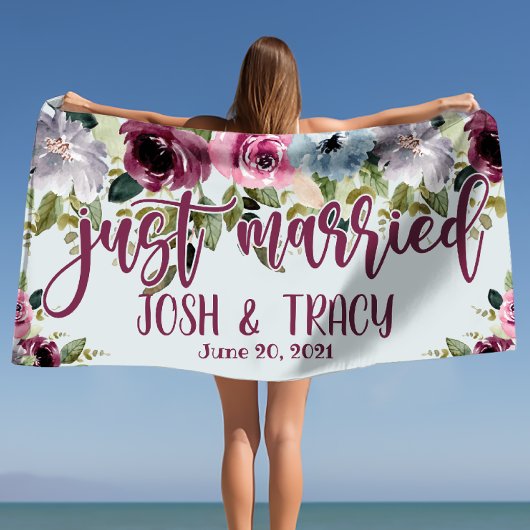 Net Getrouwd Bruid En Bruidegom Aangepast Huwelijk Strandlaken