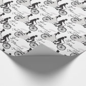 Net getrouwd bruid en bruidegom fiets cadeaupapier (Hoek)