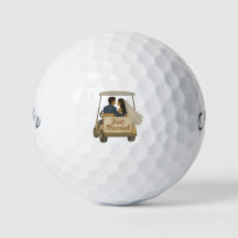 'Net Getrouwd' Bruid en Bruidegom in een Golfkar