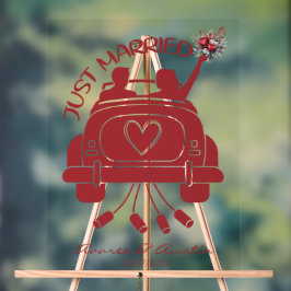 Net getrouwd bruids boeket vintage auto acryl bord