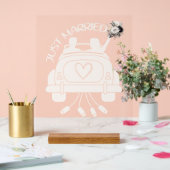 Net Getrouwd Bruidsboeket Vintage Auto Acryl Bord (Huwelijk)