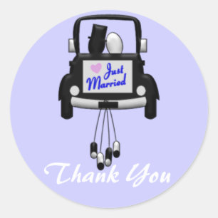 Net getrouwd bruidspaar in auto Stickers