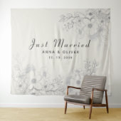 Net getrouwd bruiloft achtergrond wandkleed (In Situ (horizontaal))