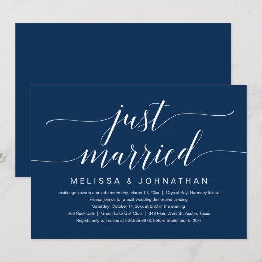 Net Getrouwd, Bruiloft Elopement Feestviering  Kaart (Voorkant / Achterkant)