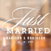 Net getrouwd bruiloft modern script auto signage raamsticker