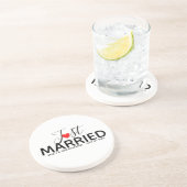 Net getrouwd bruiloft op maat zandsteen onderzetter (Zijkant)