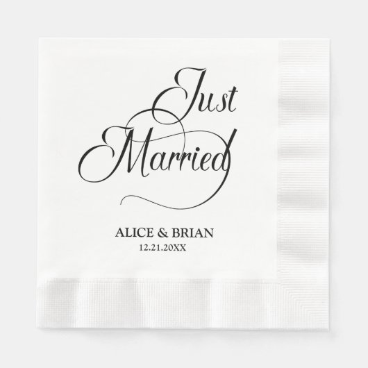 Net getrouwd bruiloft receptie cocktail servetten (Voorkant)