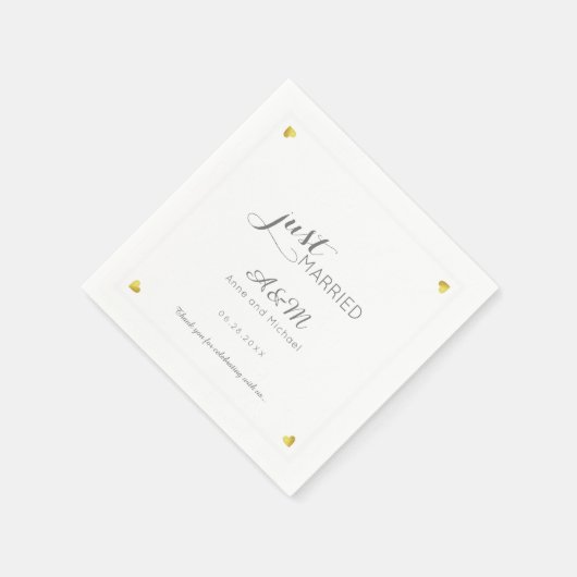 Net getrouwd. bruiloft receptie standaard cocktail servet (Hoek)