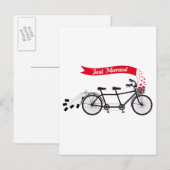 Net getrouwd, bruiloft tandem fiets aankondigingskaart (Voorkant / Achterkant)
