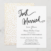 Net Getrouwd Bruiloftsfeest, Gouden Confetti Kaart (Voorkant / Achterkant)