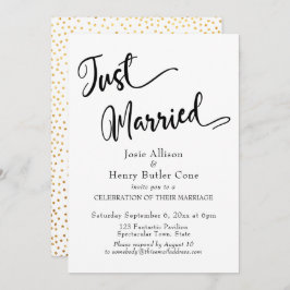 Net Getrouwd Bruiloftsfeest, Gouden Confetti Kaart