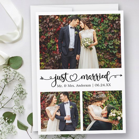 Net Getrouwd Calligrafie Hart 3 Foto Huwelijk Aankondiging