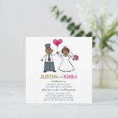 Net getrouwd Cartoon bruiloft paar aankondiging (Staand voorkant)