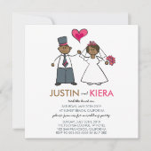 Net getrouwd Cartoon bruiloft paar aankondiging (Voorkant)