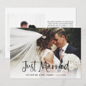 Net Getrouwd | Casual Script Foto Elopement Aankondiging (Voorkant / Achterkant)