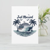 Net getrouwd Cruising Summer Wedding Echtgenote Bedankkaart (Staand voorkant)