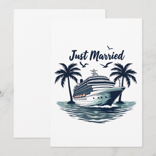 Net getrouwd Cruising Summer Wedding Echtgenote Bedankkaart (Voorkant / Achterkant)