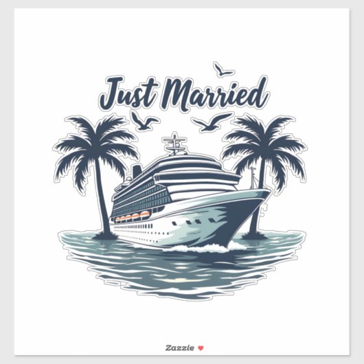 Net getrouwd Cruising Summer Wedding Echtgenote Sticker (Vel)
