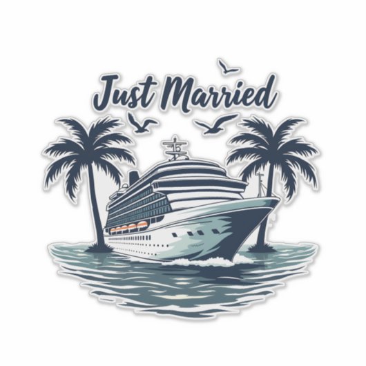 Net getrouwd Cruising Summer Wedding Echtgenote Sticker (Voorkant)