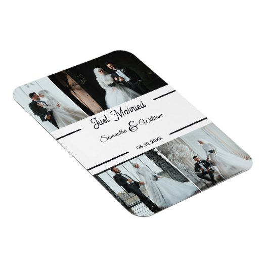 Net getrouwd Custom 4 foto bruiloft Magneet (Rechterzijde)