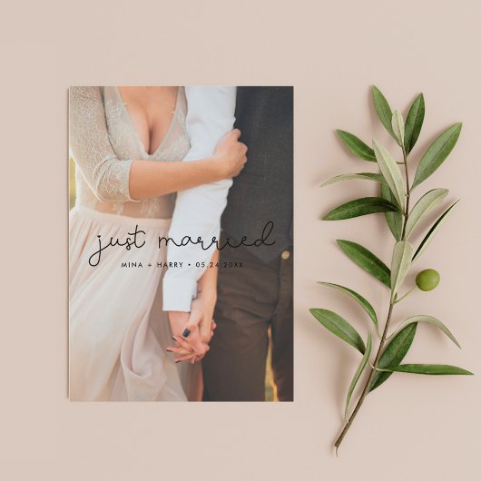 Net getrouwd Cute script trouwfoto kaart