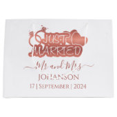 Net getrouwd de heer en mevrouw Rose Goud huwelijk Groot Cadeauzakje (Voorkant)